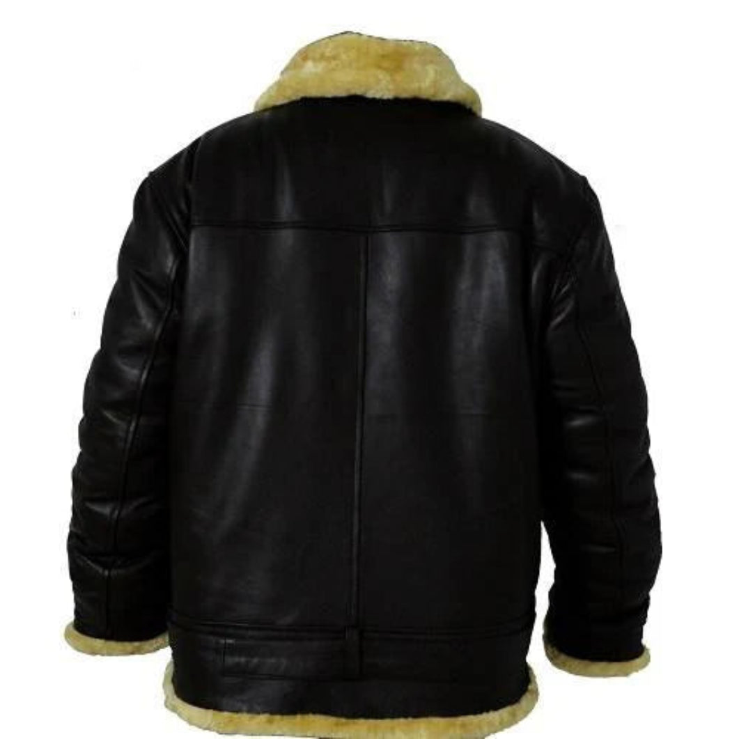 Men’s Black Aviator Leather Jacket – Classic Bomber Pilot Style