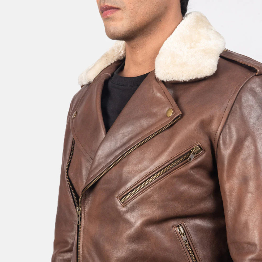 - Men’s Brown Leather Biker Jacket – Furton Motorcycle Outerwear