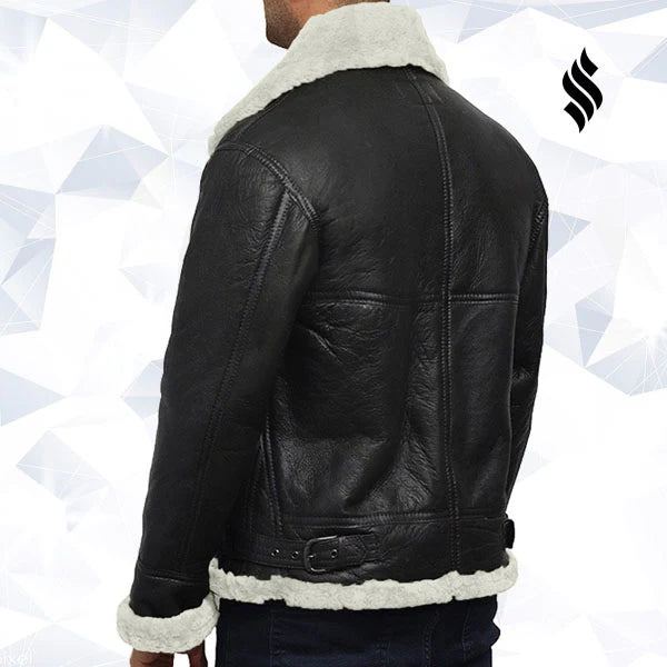 Men’s B3 Bomber Flying Jacket – Real Shearling Sheepskin Leather Outerwear