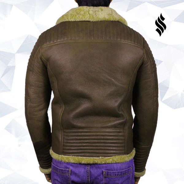 Men’s Brown Sheepskin Flying Jacket – Real Leather Shearling Aviator Style
