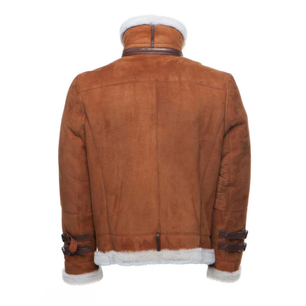 Men’s Tan Suede B3 Bomber Jacket – Hagan’s Shearling Aviator Style