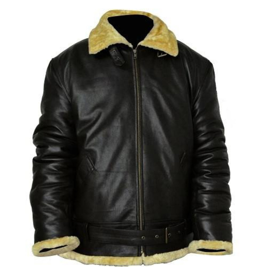 Men’s Black Aviator Leather Jacket – Classic Bomber Pilot Style