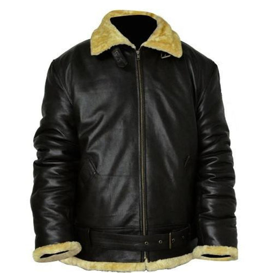 Men’s Black Aviator Leather Jacket – Classic Bomber Pilot Style