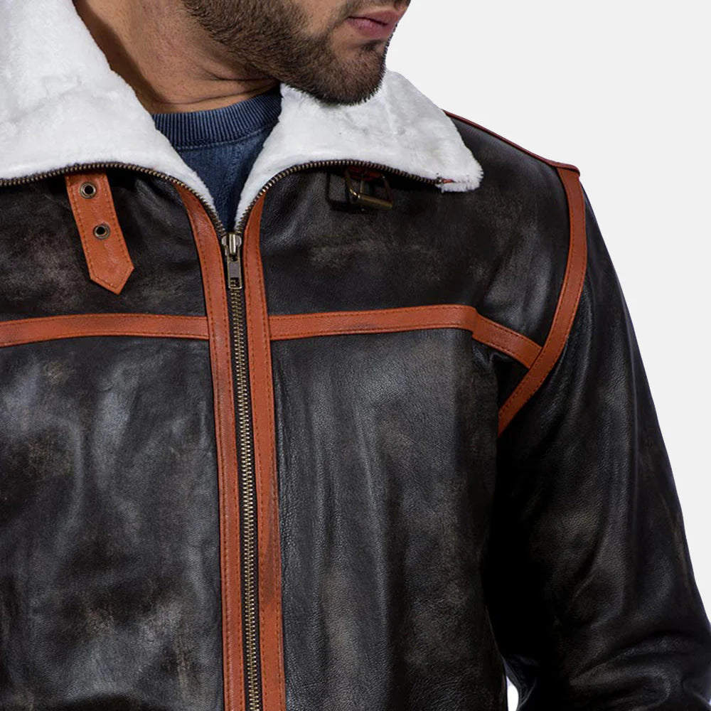 Classic Alpine Brown Shearling Fur Leather Jacket – Stylish Winter Wear
