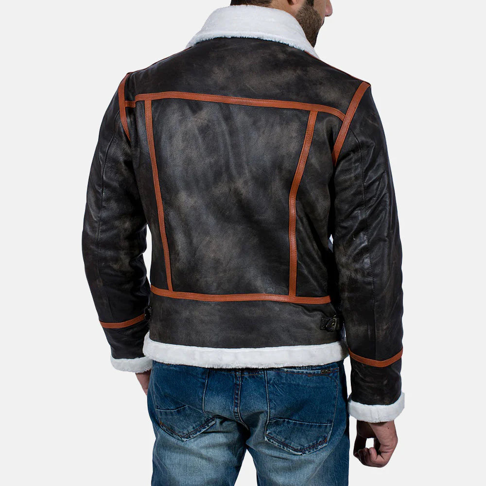Classic Alpine Brown Shearling Fur Leather Jacket – Stylish Winter Wear