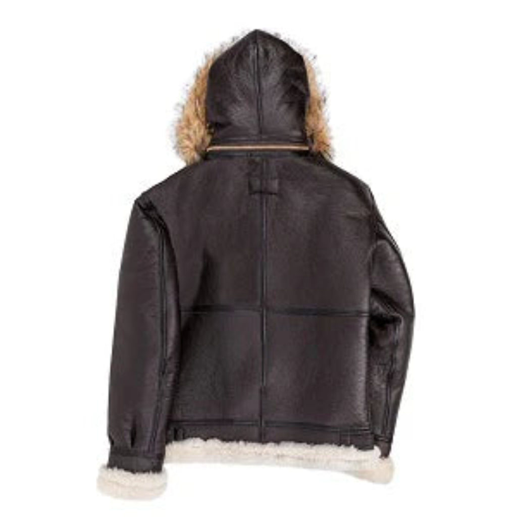 Men’s B-3 Hooded Bomber Jacket – Genuine Sheepskin Leather