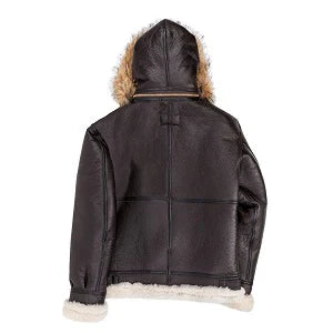 Men’s B-3 Hooded Bomber Jacket – Genuine Sheepskin Leather