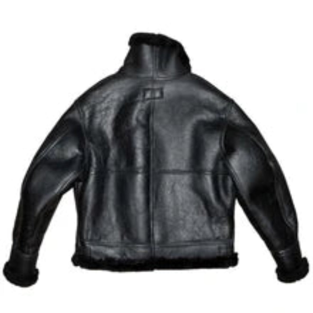 Men’s B3 Black Sheepskin Leather Jacket – Premium Shearling Bomber Style