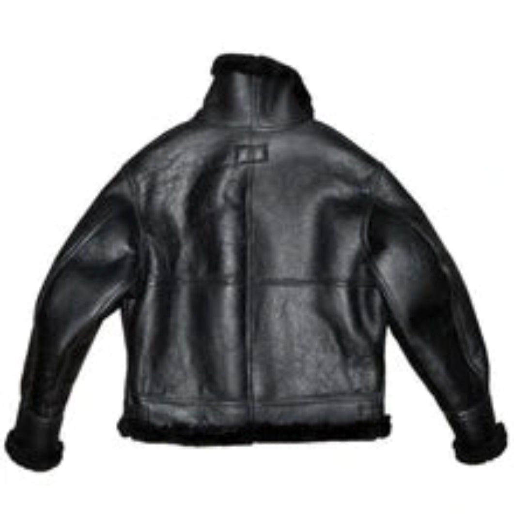 Men’s B3 Black Sheepskin Leather Jacket – Premium Shearling Bomber Style