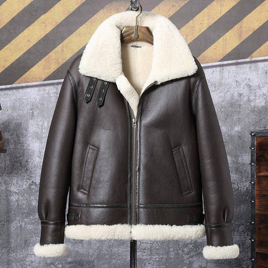 Classic B3 Sheepskin Bomber Jacket – Genuine Shearling Leather Aviator Jacket for Men