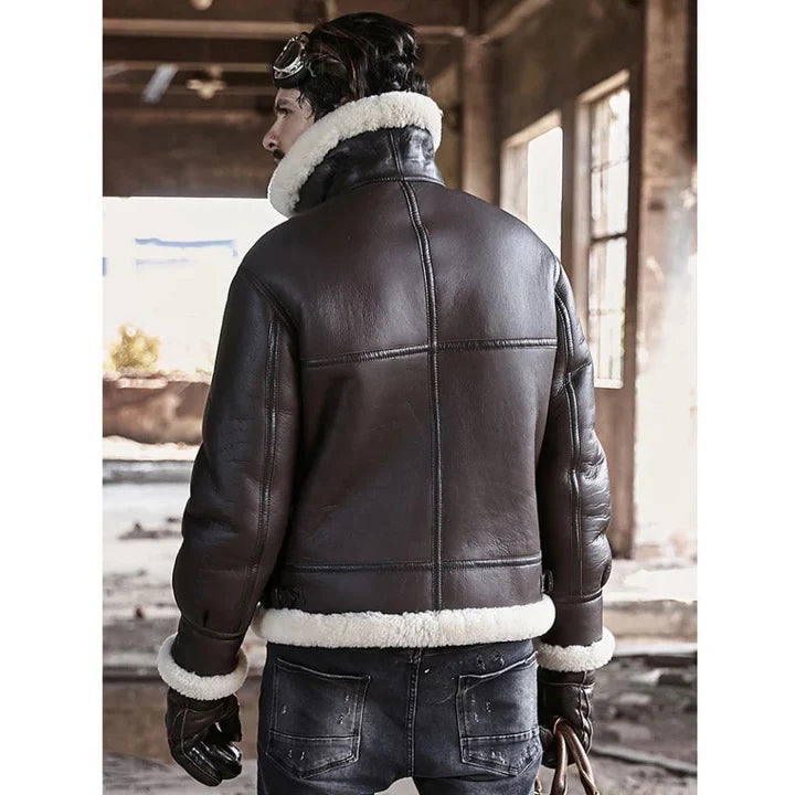 Classic B3 Sheepskin Bomber Jacket – Genuine Shearling Leather Aviator Jacket for Men