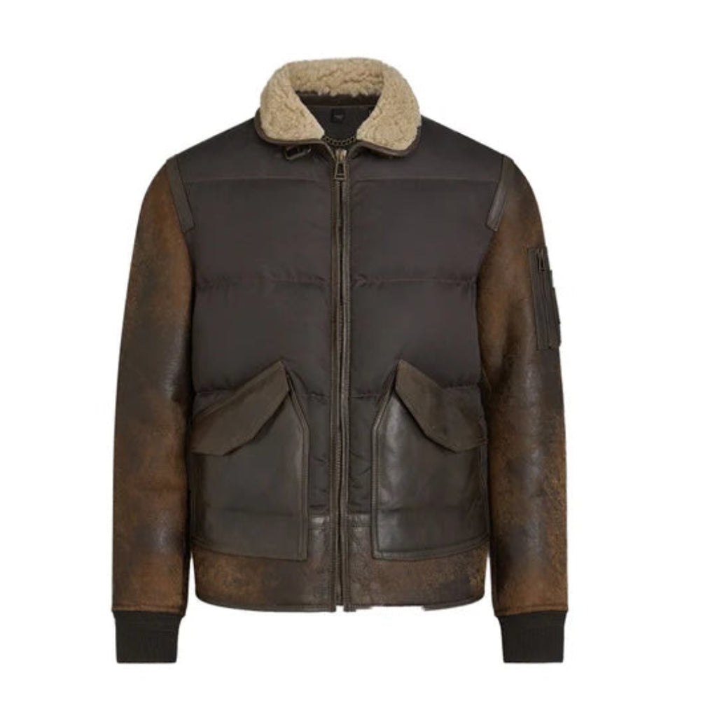Men’s B3 Vintage Brown Leather Jacket – Classic Shearling Bomber Style