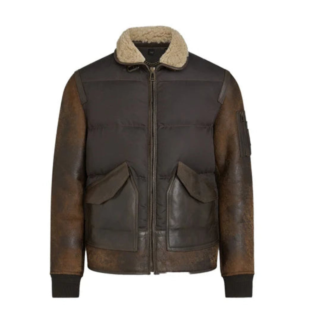 Men’s B3 Vintage Brown Leather Jacket – Classic Shearling Bomber Style