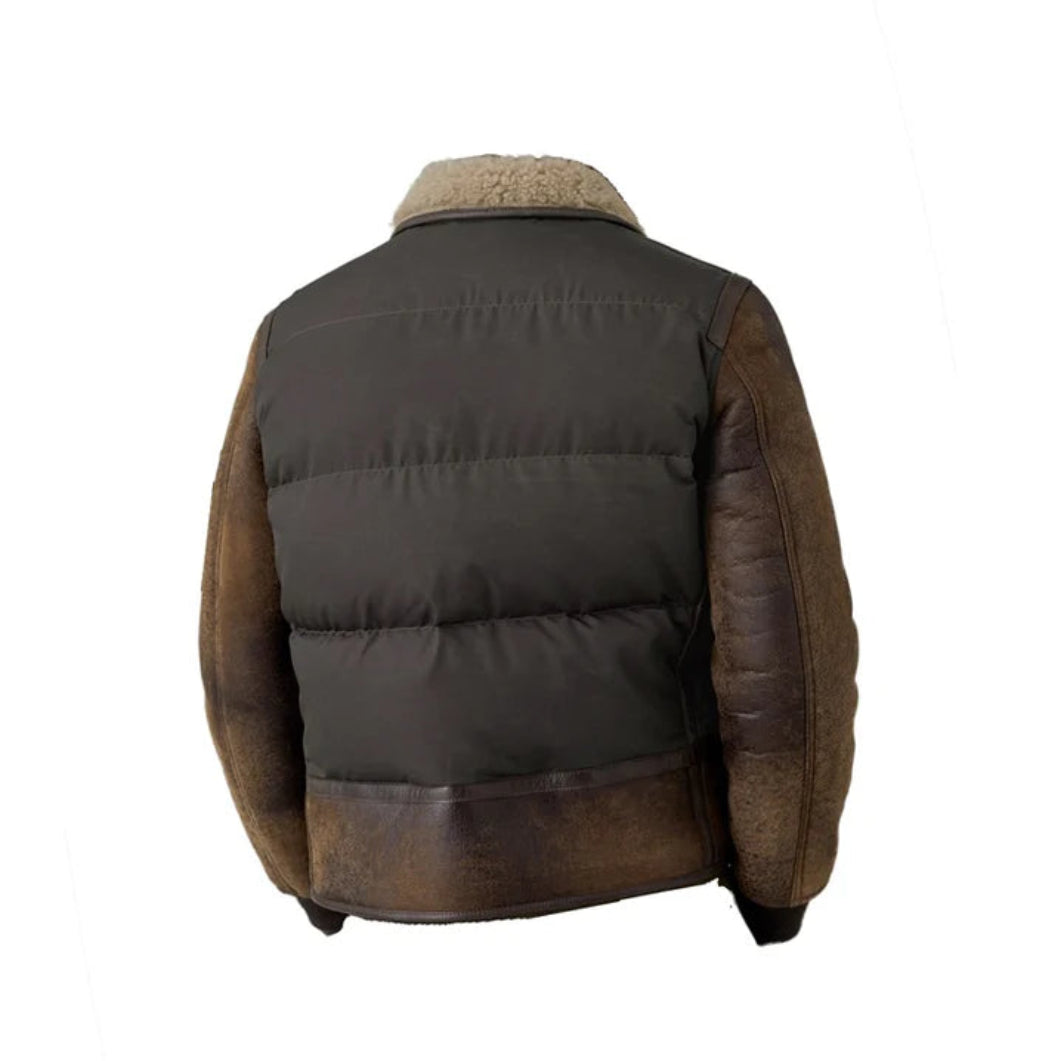 Men’s B3 Vintage Brown Leather Jacket – Classic Shearling Bomber Style