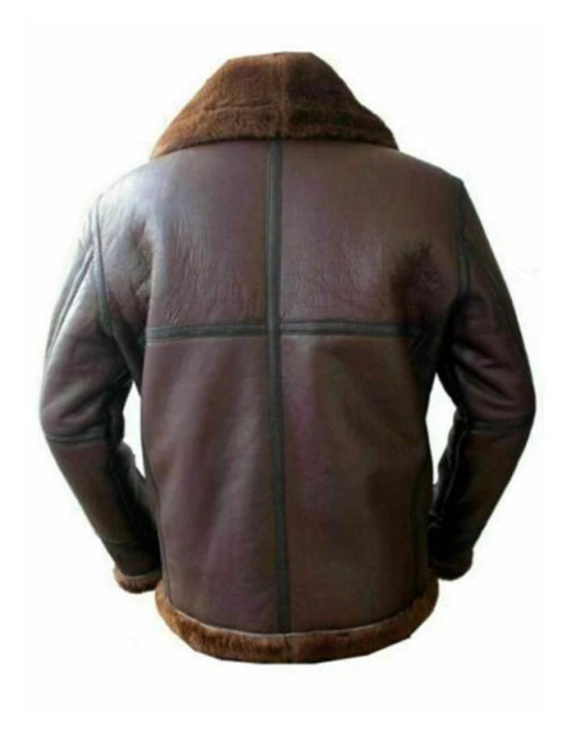 Men’s B3 RAF Bomber Jacket – Reddish Fur Sheepskin Leather Outerwear