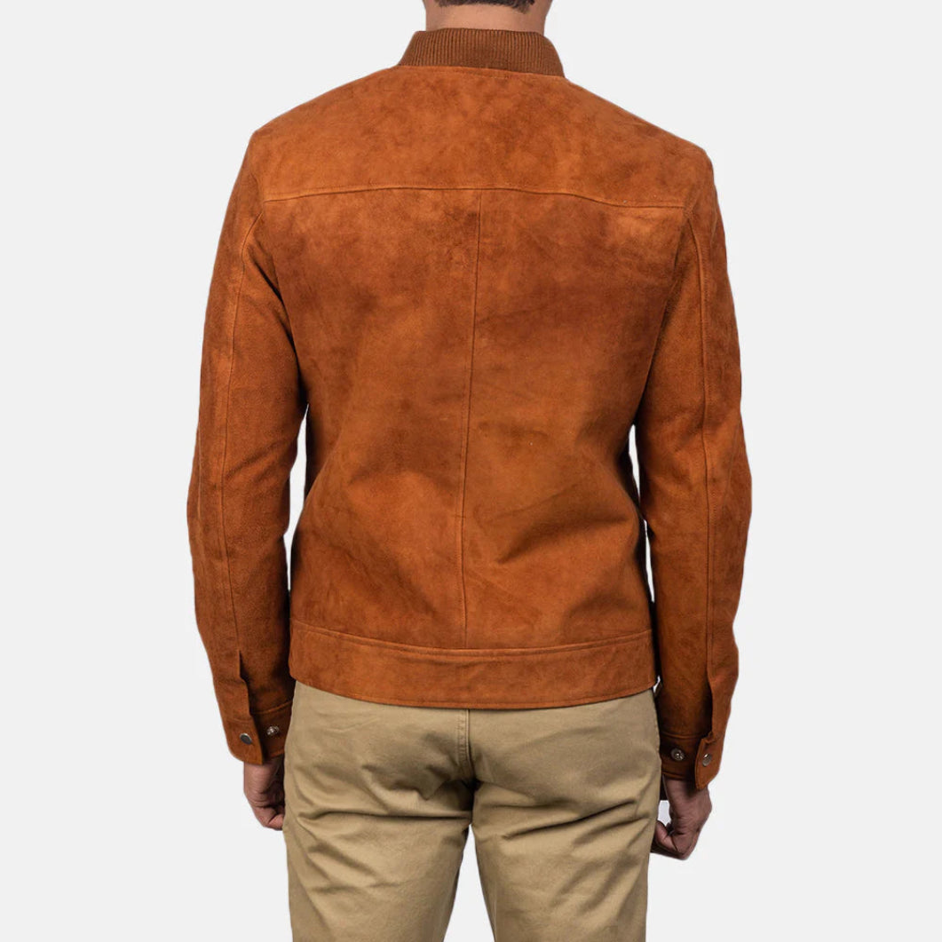Blain Men's Bomber Jacket – Soft Brown Suede with Modern Fit