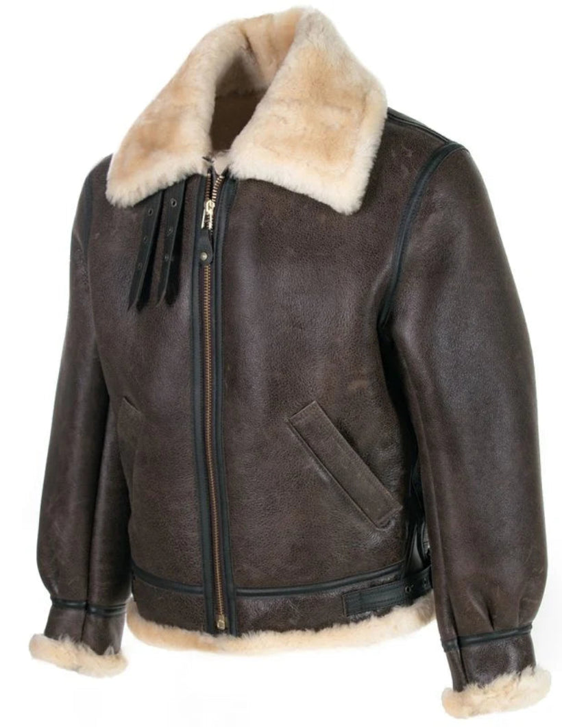 Classic B-3 Shearling Leather Bomber Jacket – Warm & Rugged Men’s Outerwear