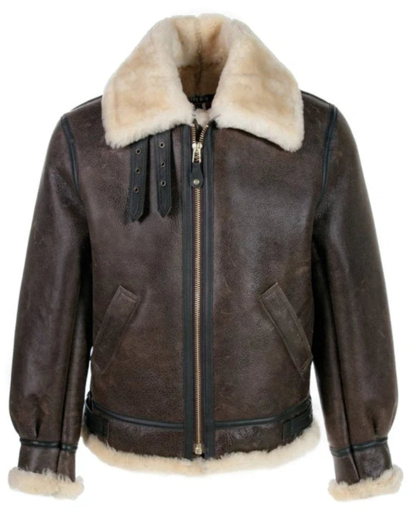 Classic B-3 Shearling Leather Bomber Jacket – Warm & Rugged Men’s Outerwear