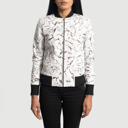 Premium White Dip & Dye Sheepskin Leather Bomber Jacket – Donna Blake