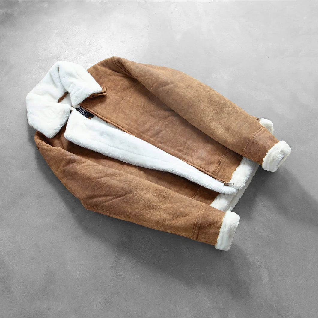 Francis B-3 Distressed Brown Leather Bomber – Classic Shearling Flight Jacket