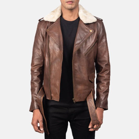 - Men’s Brown Leather Biker Jacket – Furton Motorcycle Outerwear