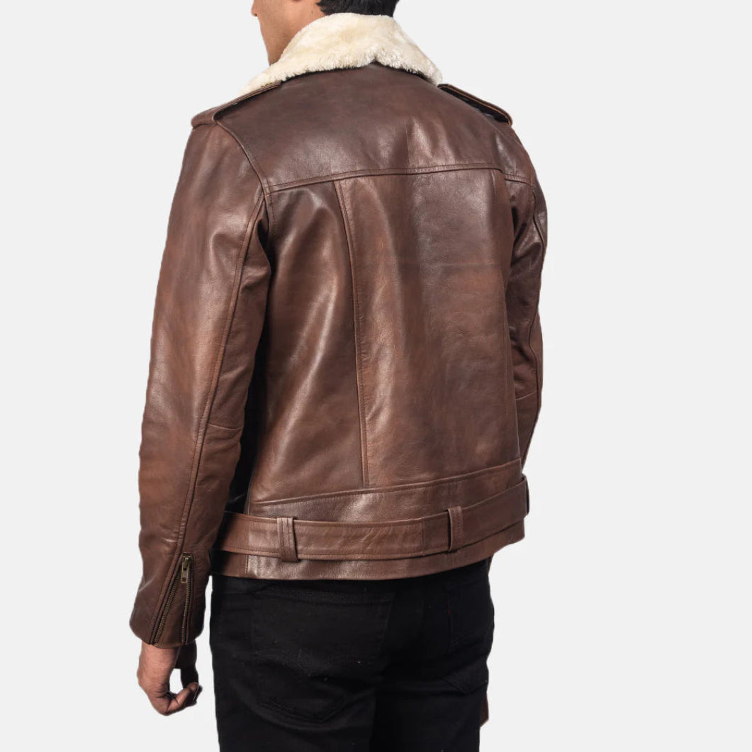 - Men’s Brown Leather Biker Jacket – Furton Motorcycle Outerwear