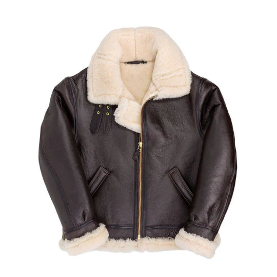 Men’s Fur Hoodie B3 Bomber Jacket – Classic Shearling Aviator Outerwear