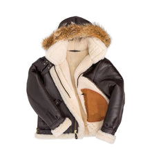 Men’s Fur Hoodie B3 Bomber Jacket – Classic Shearling Aviator Outerwear
