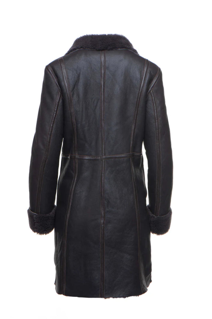 Shaunna’s Premium Shearling Coat – Buttoned 3/4 Length Wool-Lined Jacket