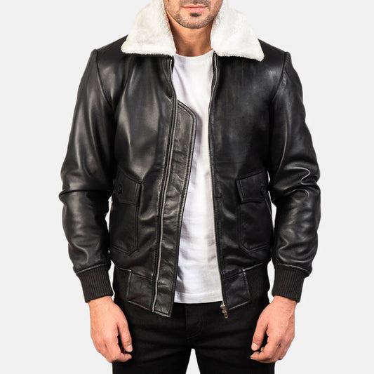Black & White G-1 Leather Bomber Jacket