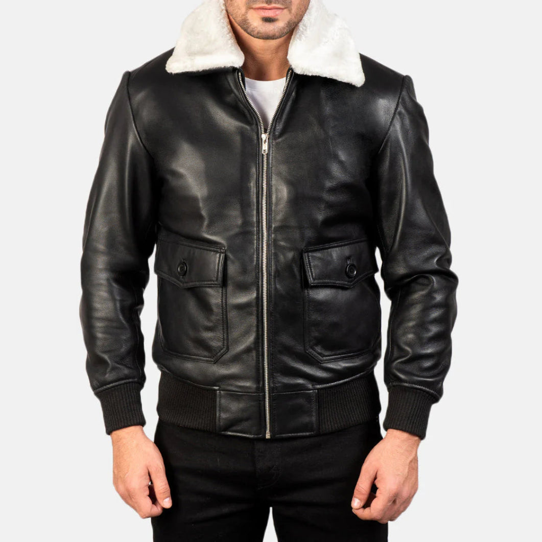 Black & White G-1 Leather Bomber Jacket