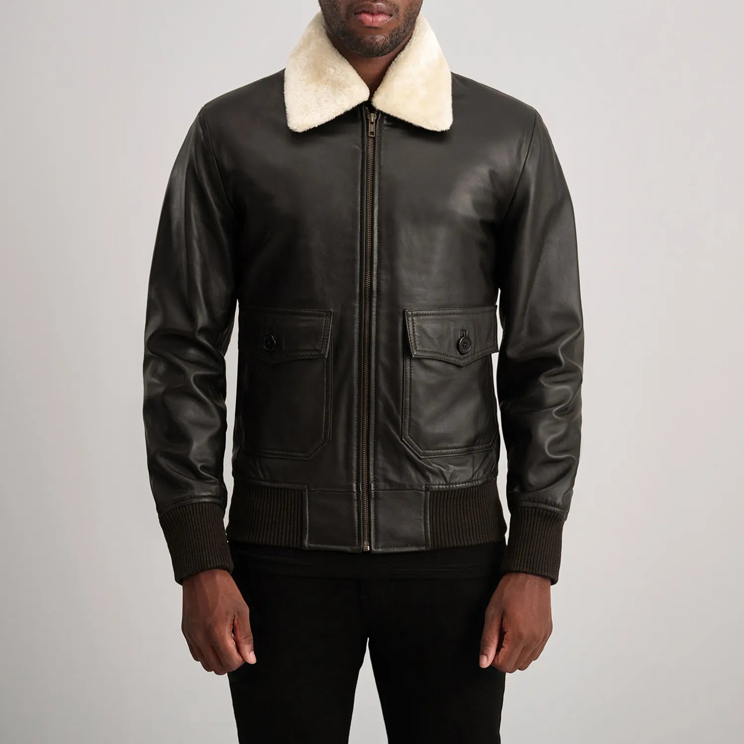 Airin G-1 Leather Bomber Jacket – Brown & Cream Classic for Men
