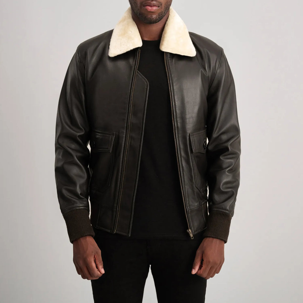Airin G-1 Leather Bomber Jacket – Brown & Cream Classic for Men