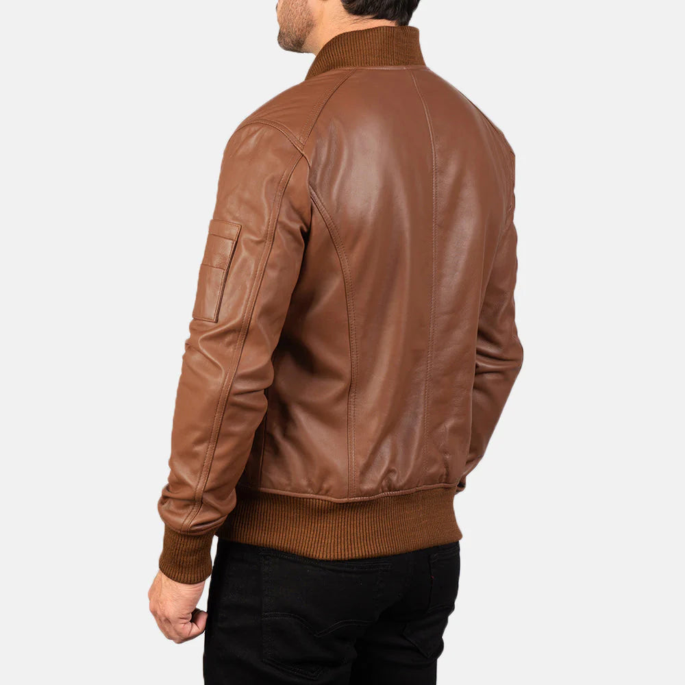Bomia MA-1 Brown Bomber Jacket – Stylish Real Leather Men’s Jacket