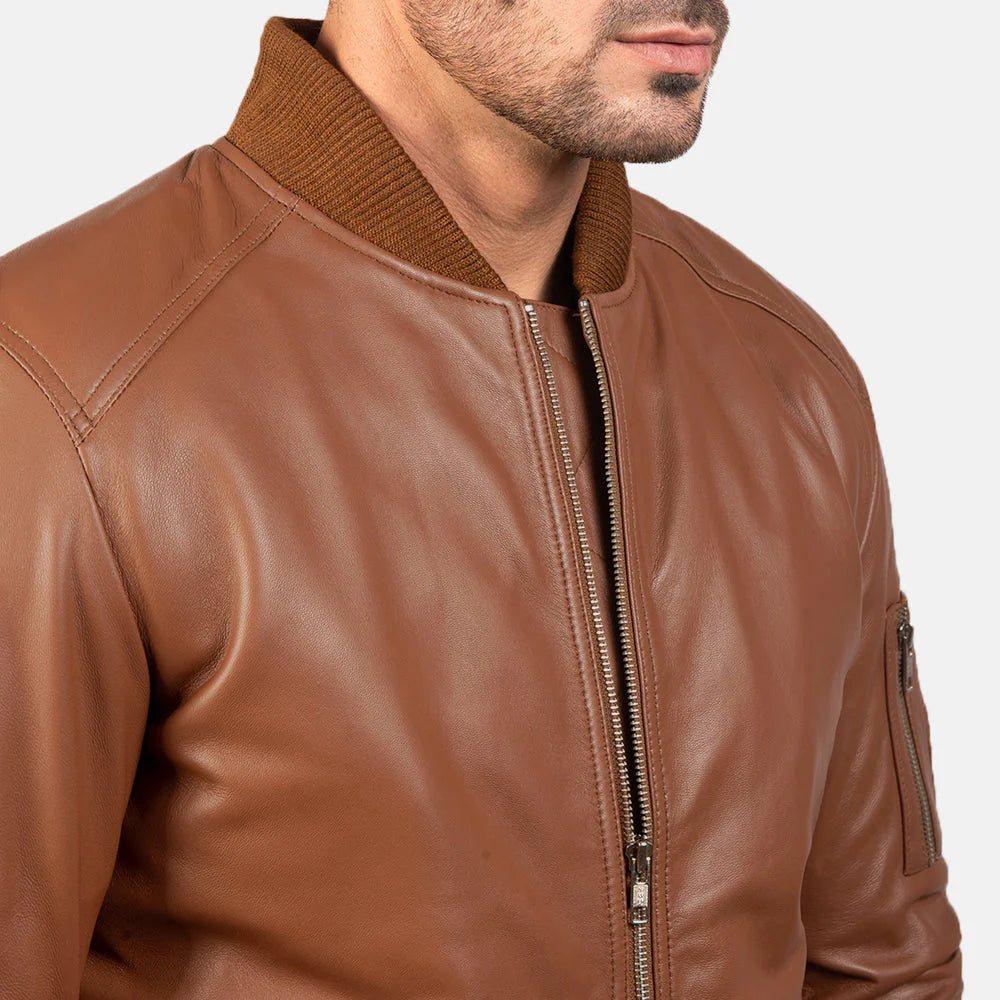 Bomia MA-1 Brown Bomber Jacket – Stylish Real Leather Men’s Jacket
