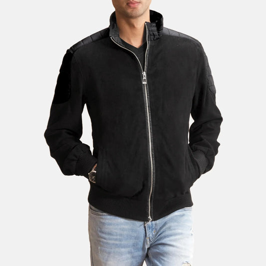 Ethan Men’s Suede Bomber Jacket – Hybrid Comfort Meets Street Style