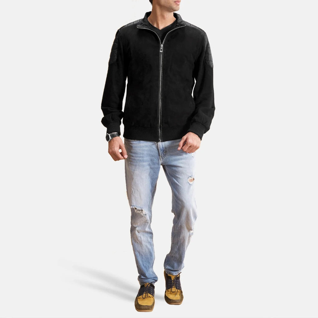 Ethan Men’s Suede Bomber Jacket – Hybrid Comfort Meets Street Style