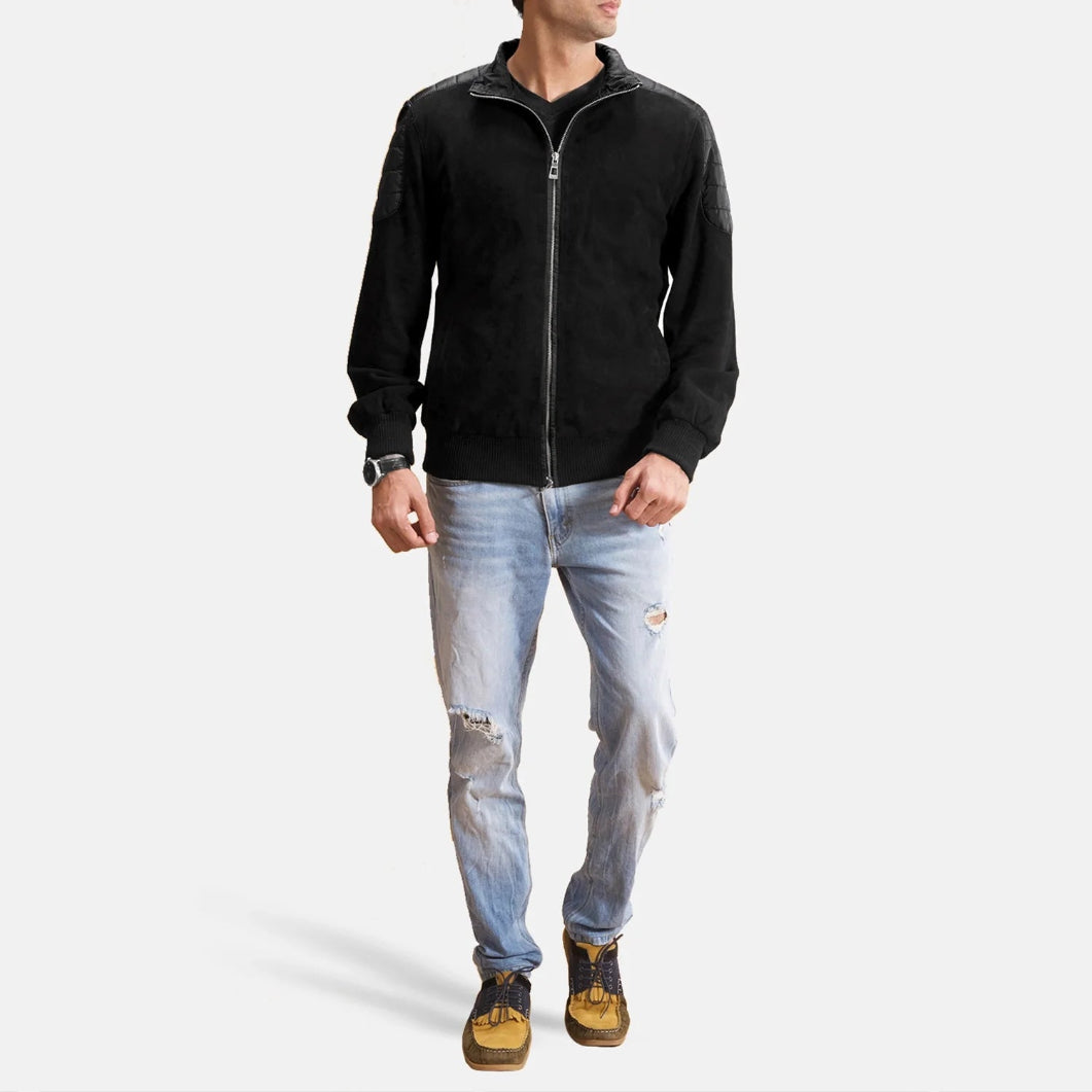 Ethan Men’s Suede Bomber Jacket – Hybrid Comfort Meets Street Style