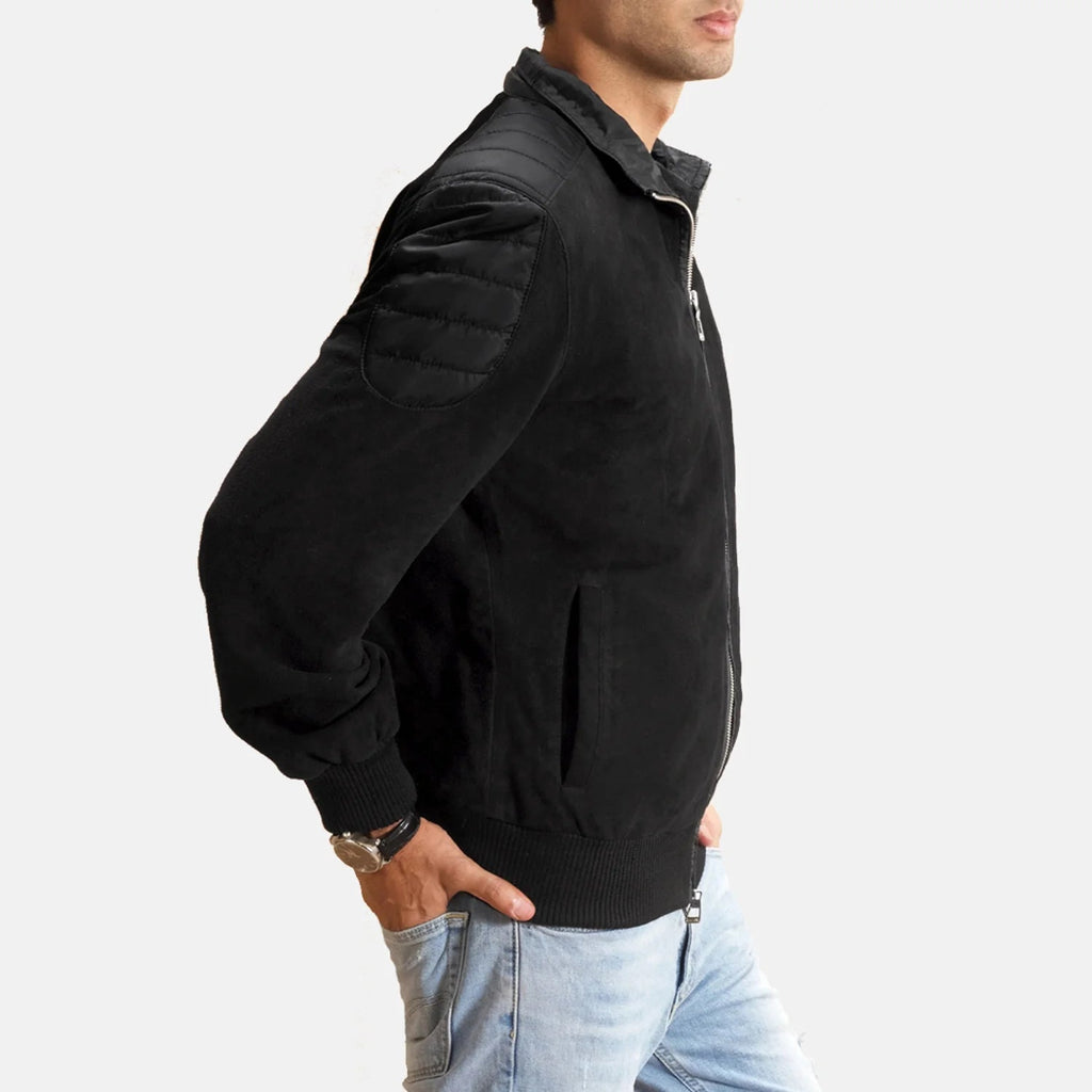 Ethan Men’s Suede Bomber Jacket – Hybrid Comfort Meets Street Style
