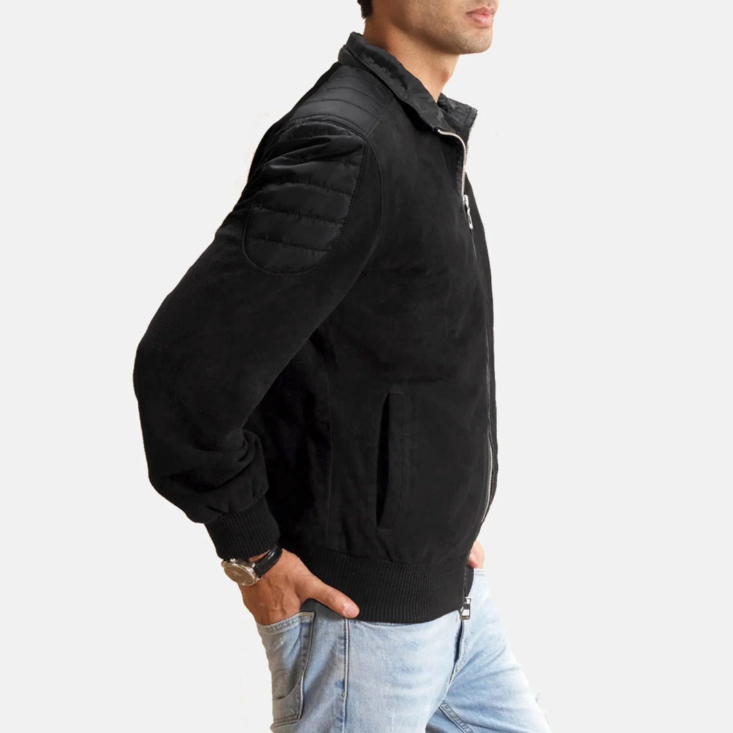 Ethan Men’s Suede Bomber Jacket – Hybrid Comfort Meets Street Style