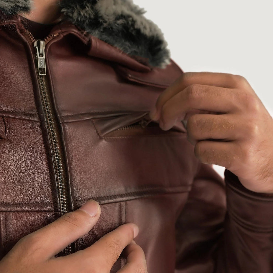 Fur Collar Brown Leather Jacket – Evan Hart Sheepskin Outerwear for Men