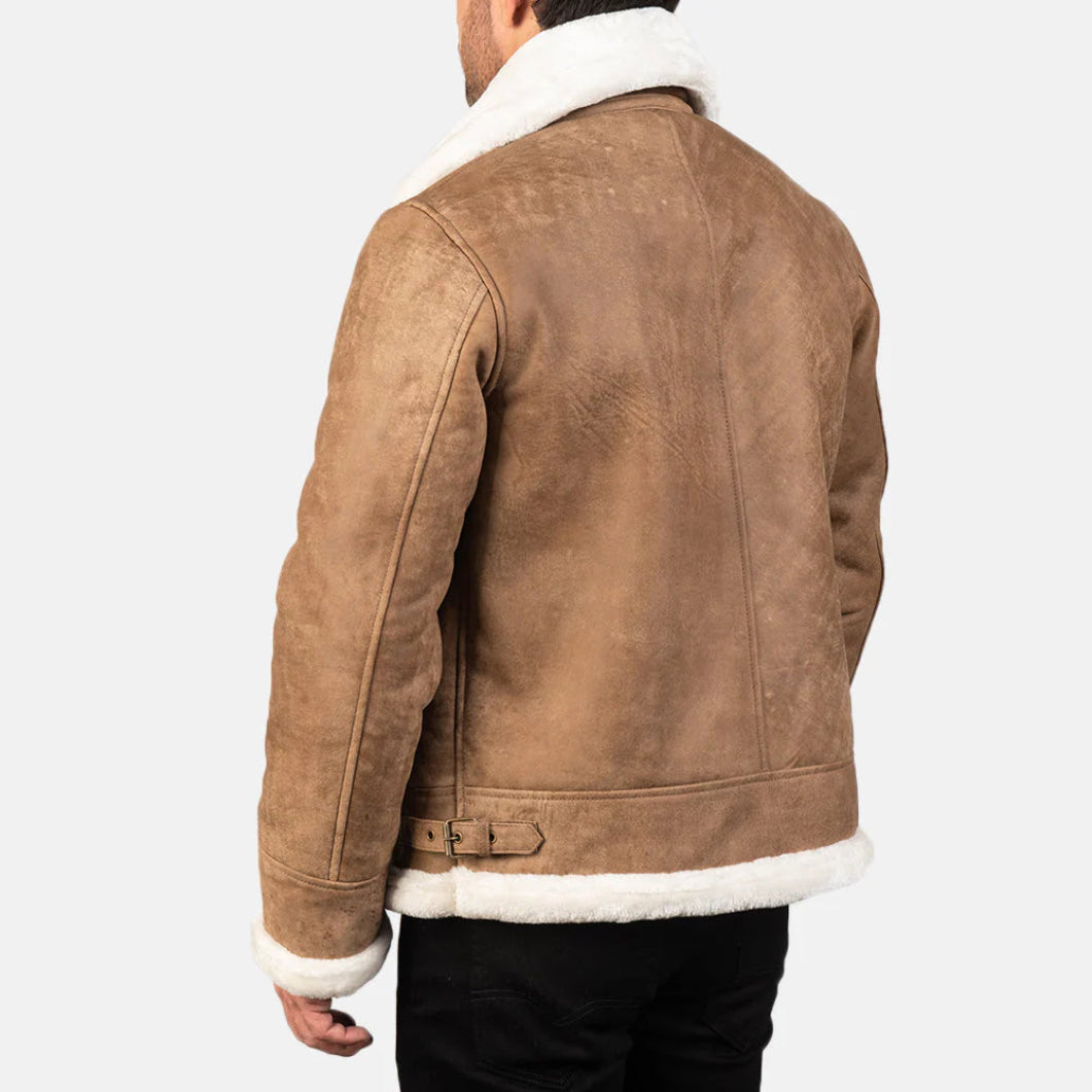 Francis B-3 Distressed Brown Leather Bomber – Classic Shearling Flight Jacket