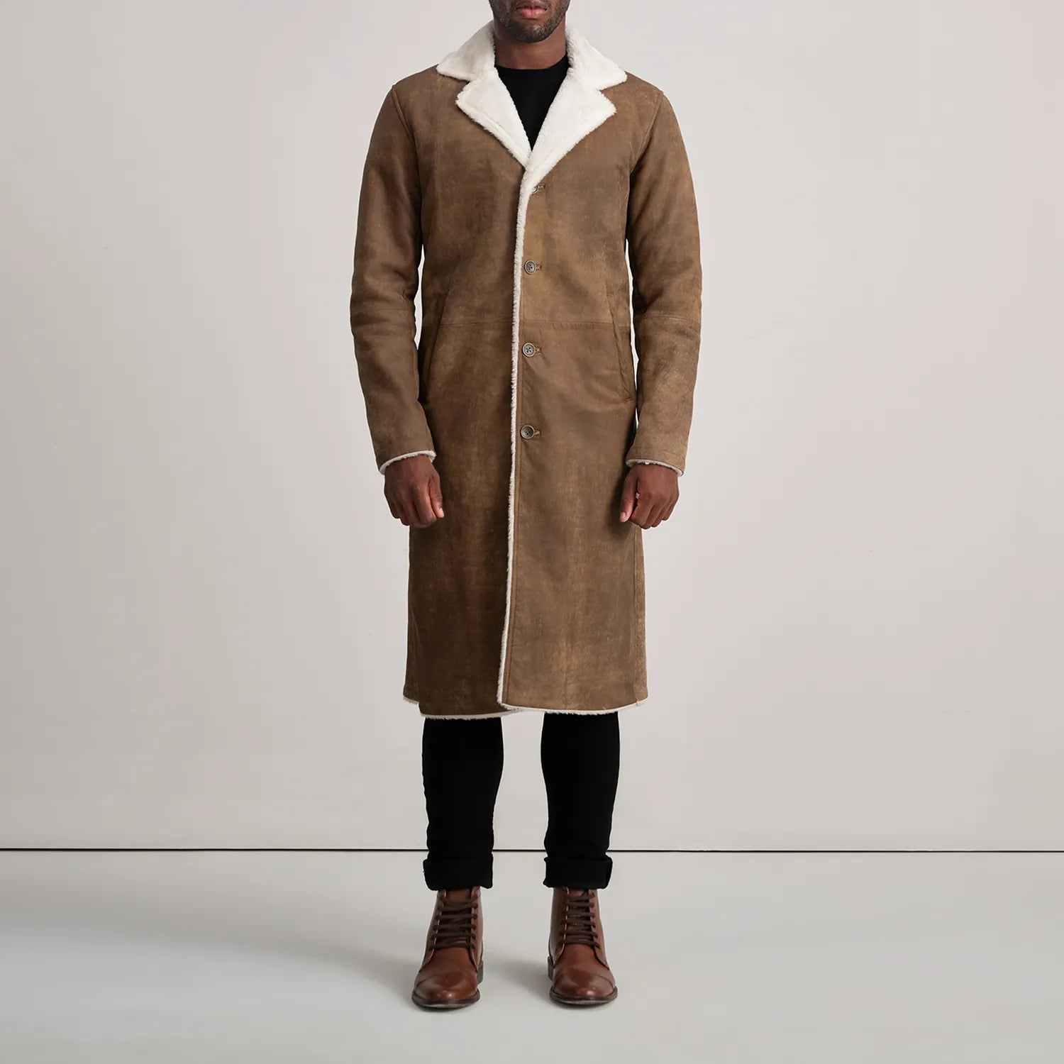 Brown  Shearling Leather Jacket  Classic Men’s Outerwear