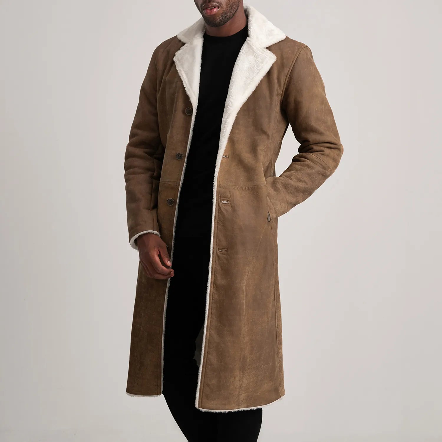 Brown  Shearling Leather Jacket  Classic Men’s Outerwear