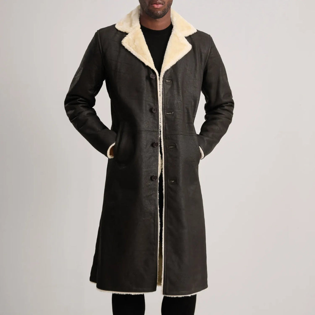 Kolby Brown Shearling Coat – Men’s Suede Winter Outerwear