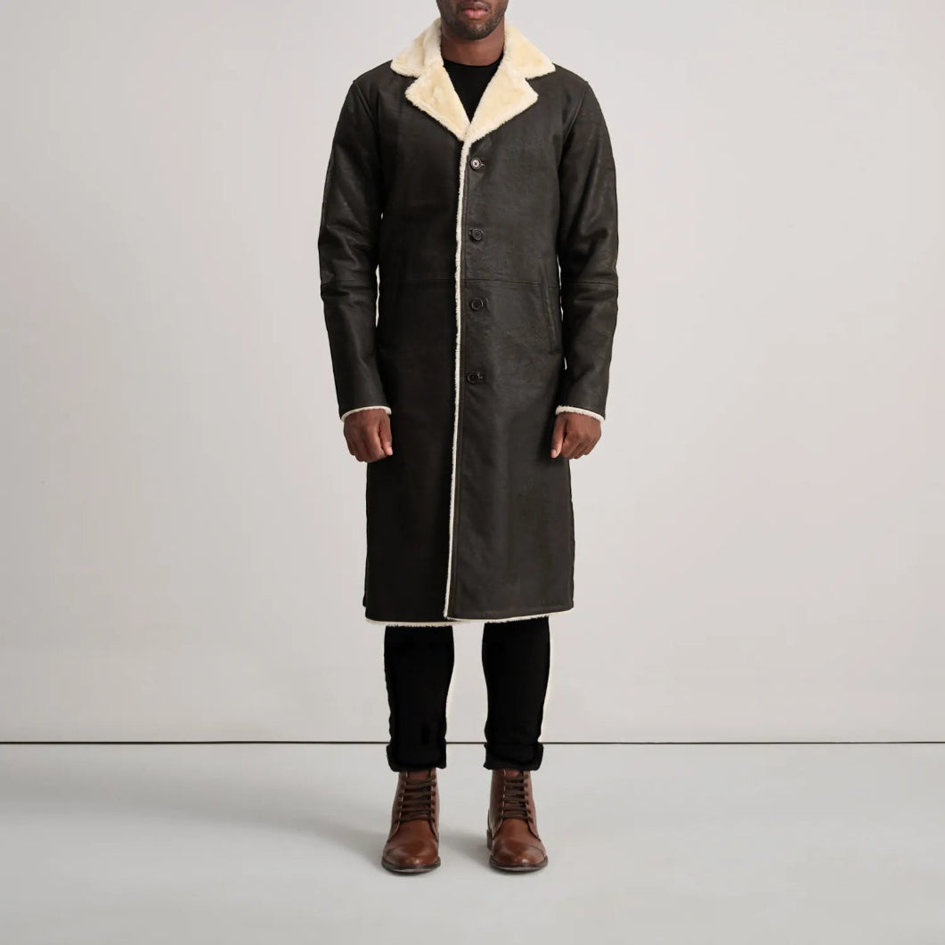 Kolby Brown Shearling Coat – Men’s Suede Winter Outerwear