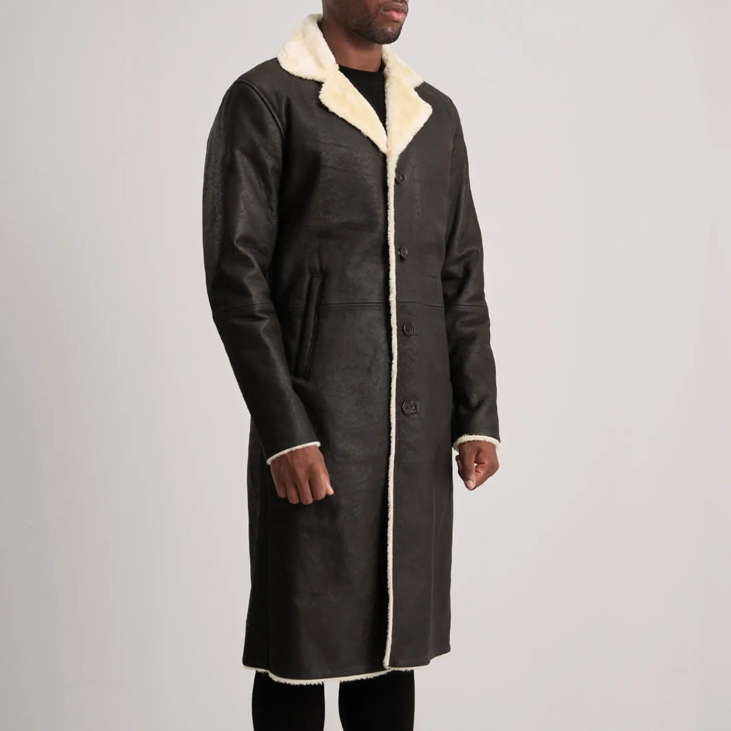 Kolby Brown Shearling Coat – Men’s Suede Winter Outerwear