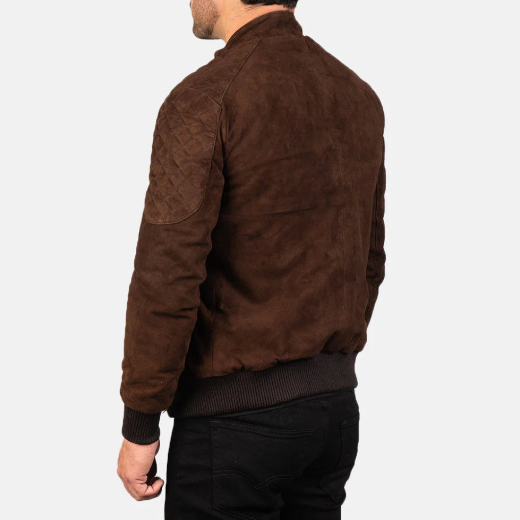 Sven Mocha Suede Leather Bomber Jacket for Men – Classic Military Style Outerwear