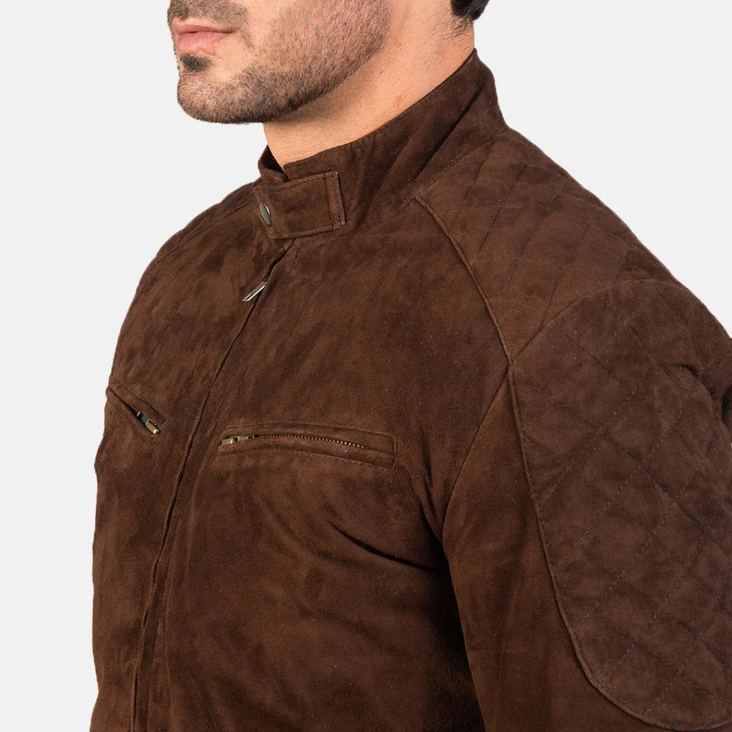 Sven Mocha Suede Leather Bomber Jacket for Men – Classic Military Style Outerwear