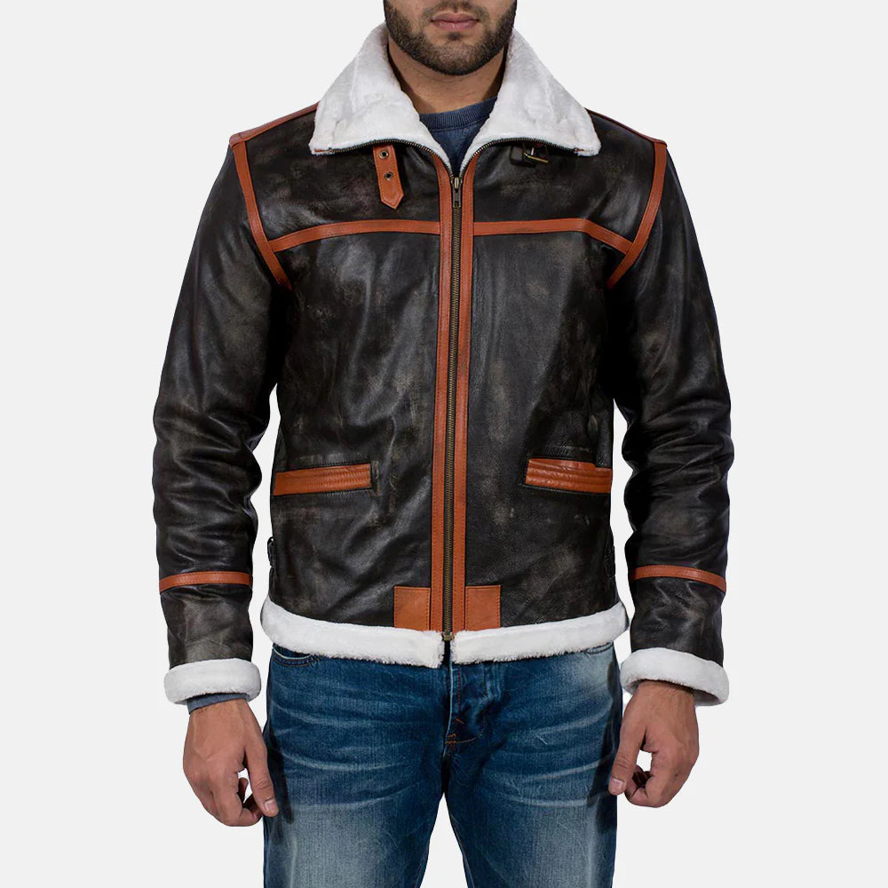 Classic Alpine Brown Shearling Fur Leather Jacket – Stylish Winter Wear